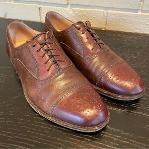 Bruno Magli Charles Brown Leather Oxford Shoes Cap Toe Brogue Men's Size 8 M